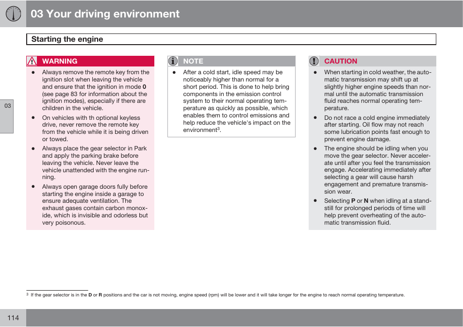 03 your driving environment | Volvo 2013 XC70 User Manual | Page 116 / 382