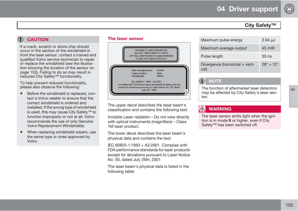 04 driver support | Volvo 2013 XC70 User Manual | Page 157 / 382
