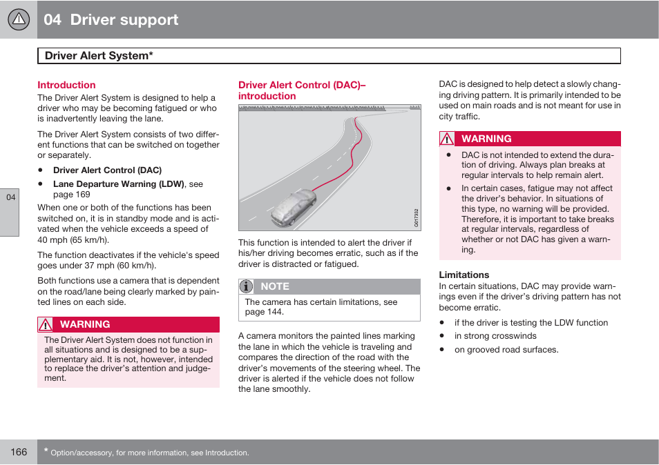 04 driver support | Volvo 2013 XC70 User Manual | Page 168 / 382