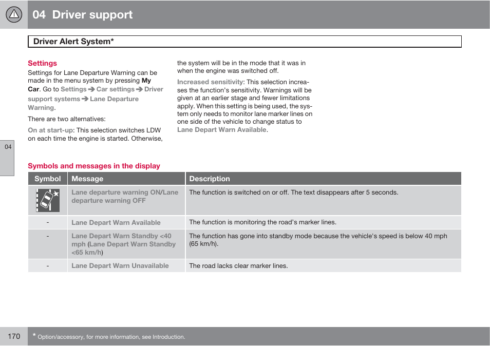 04 driver support | Volvo 2013 XC70 User Manual | Page 172 / 382