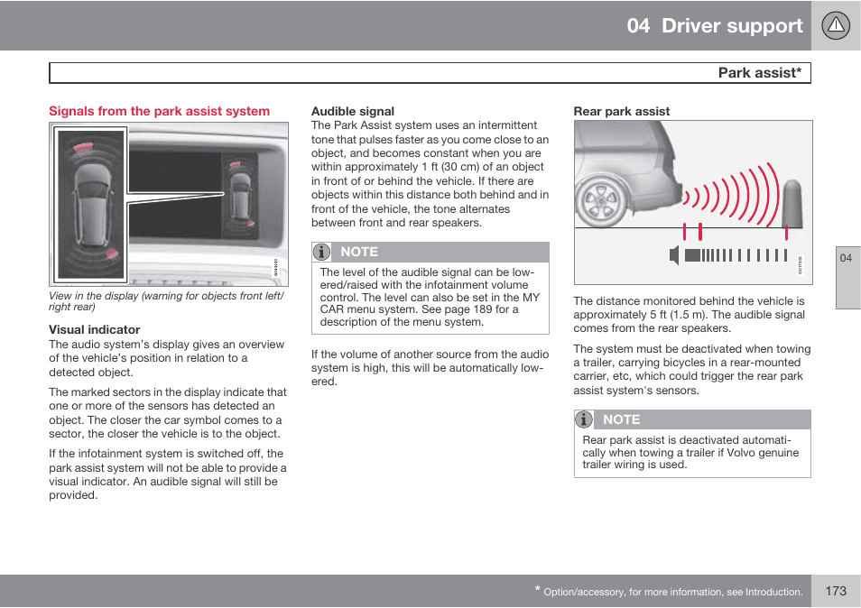 04 driver support | Volvo 2013 XC70 User Manual | Page 175 / 382