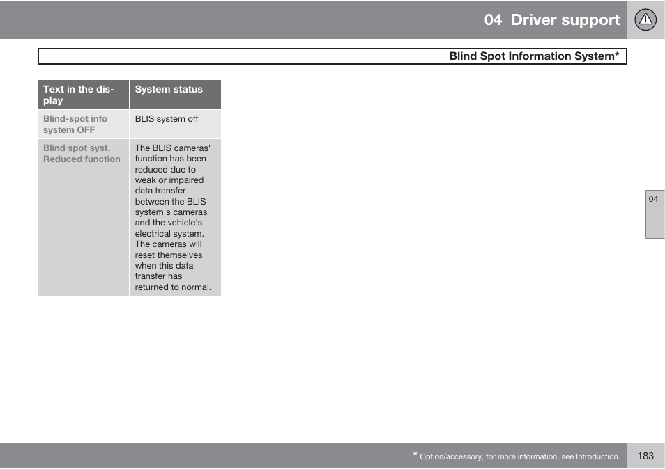 04 driver support | Volvo 2013 XC70 User Manual | Page 185 / 382