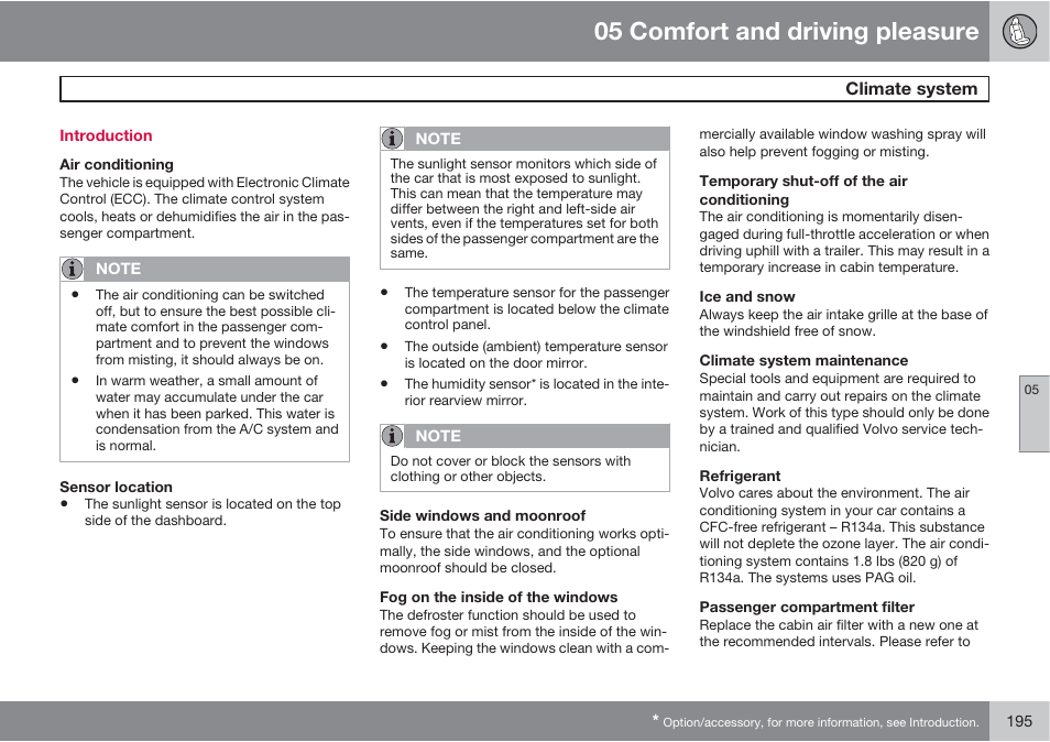 05 comfort and driving pleasure | Volvo 2013 XC70 User Manual | Page 197 / 382
