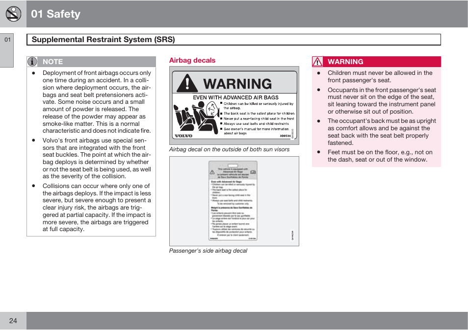 01 safety | Volvo 2013 XC70 User Manual | Page 26 / 382