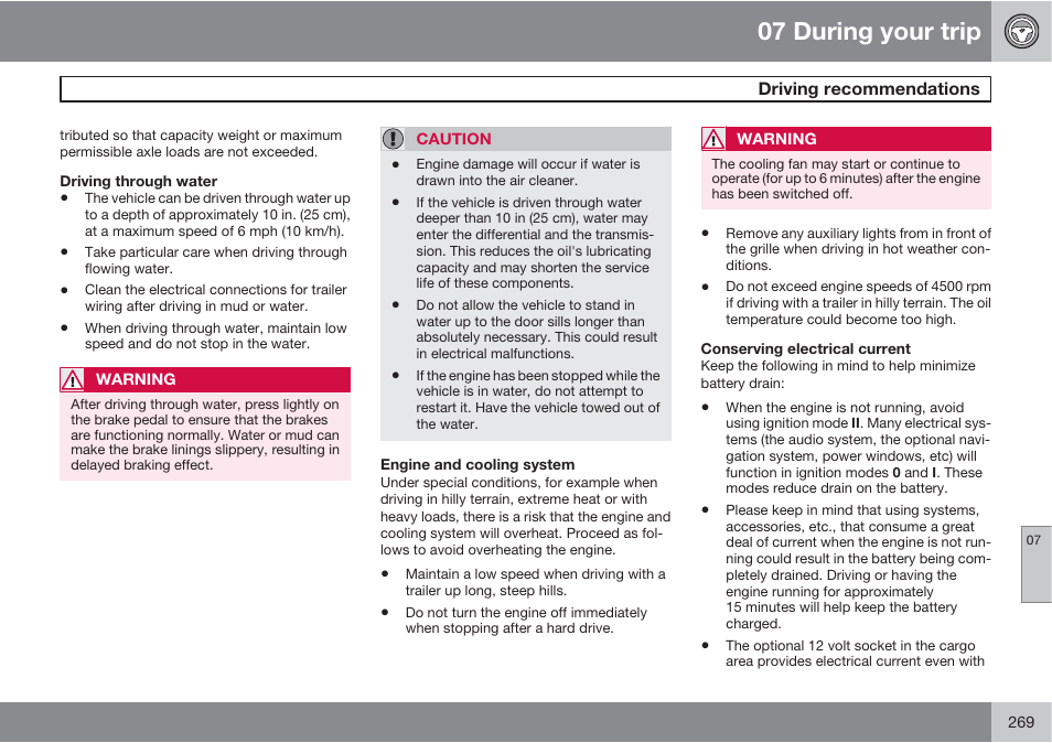 07 during your trip | Volvo 2013 XC70 User Manual | Page 271 / 382