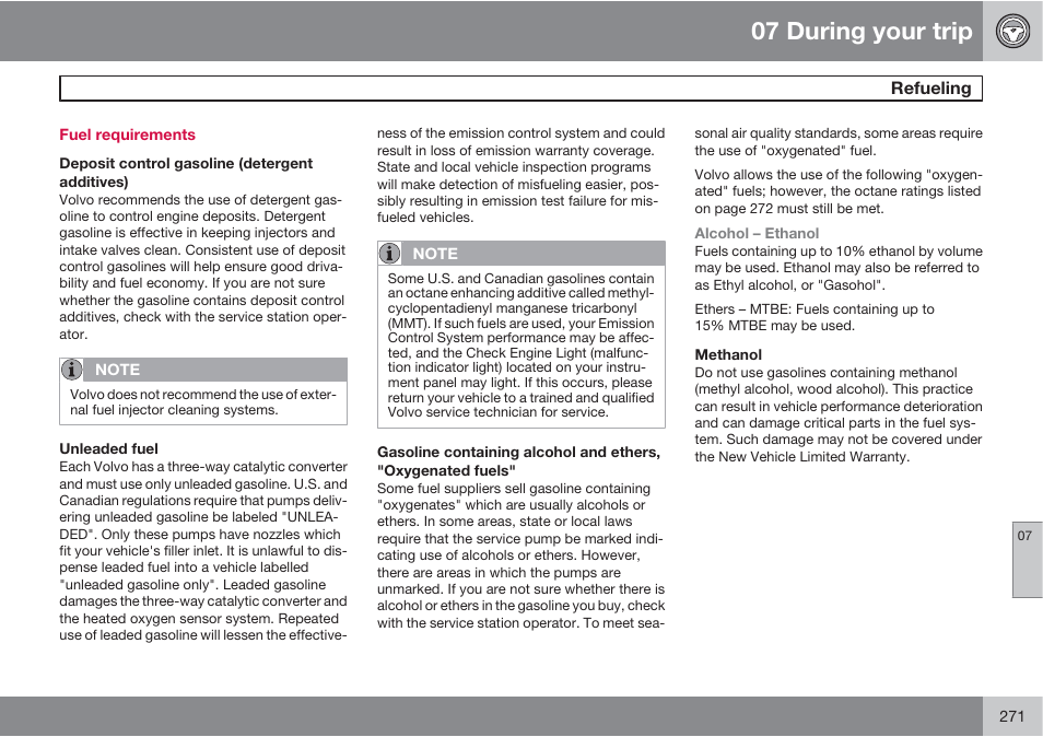 07 during your trip | Volvo 2013 XC70 User Manual | Page 273 / 382