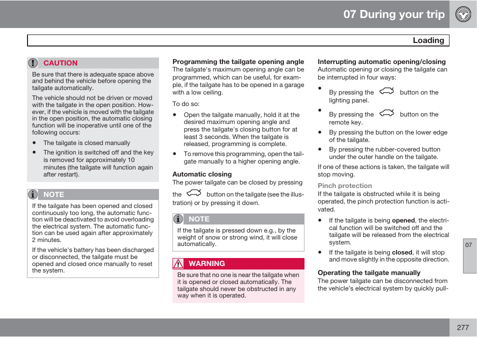 07 during your trip | Volvo 2013 XC70 User Manual | Page 279 / 382