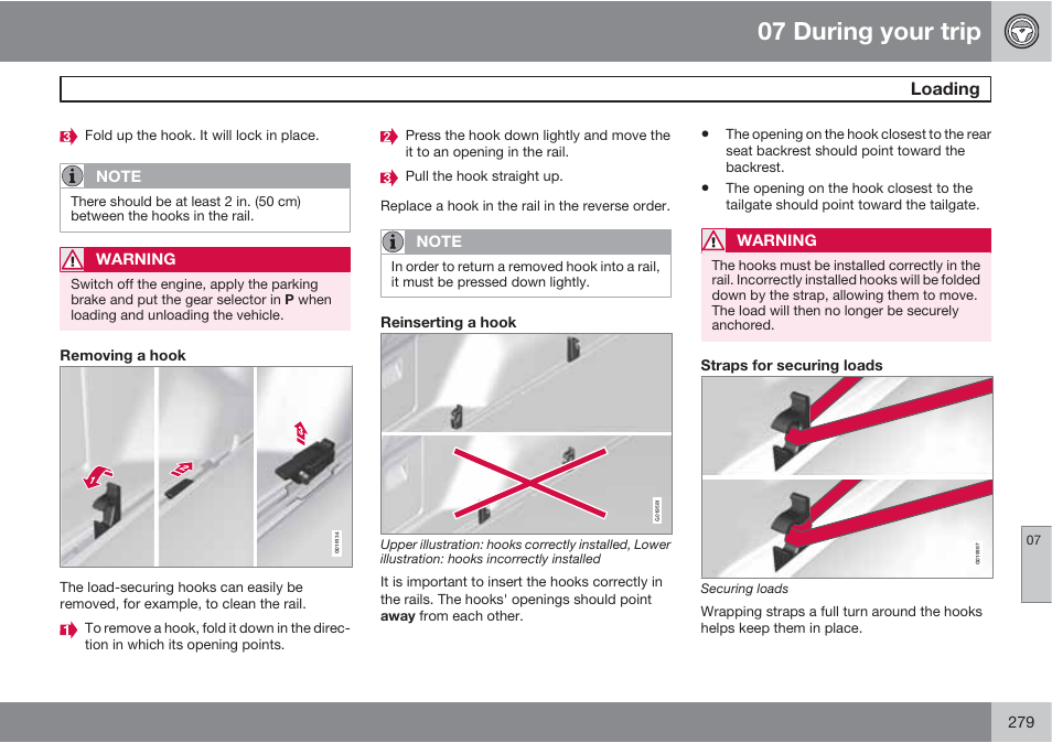 07 during your trip, Loading | Volvo 2013 XC70 User Manual | Page 281 / 382