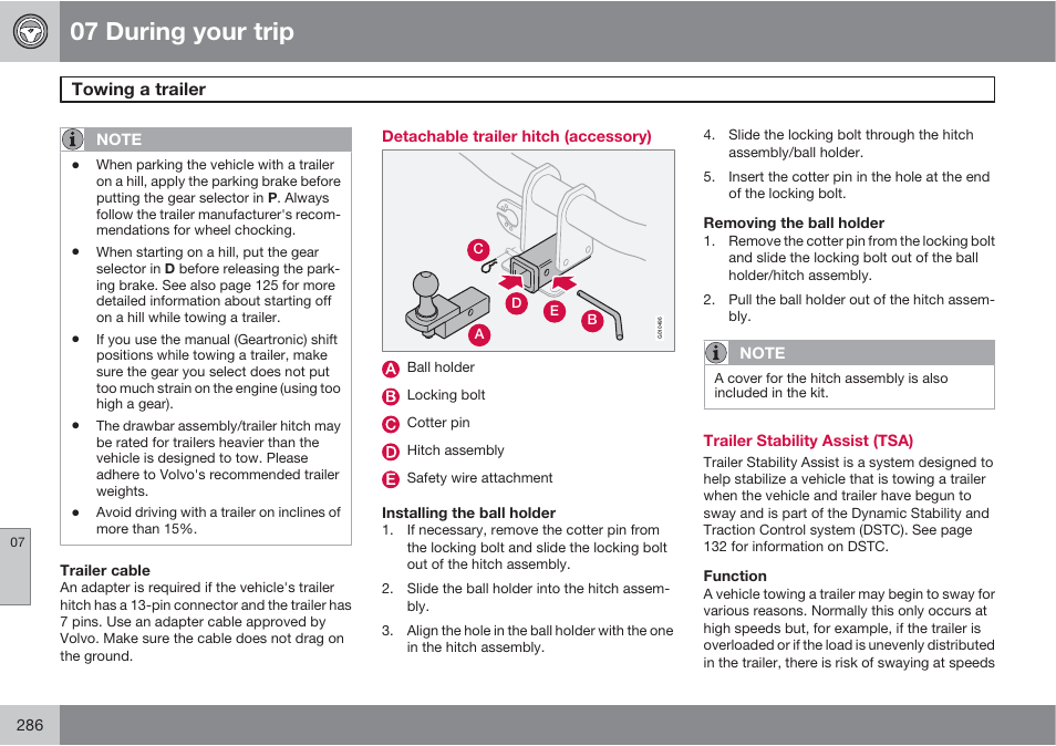 07 during your trip | Volvo 2013 XC70 User Manual | Page 288 / 382