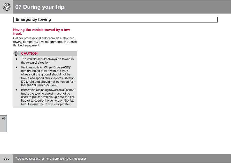 07 during your trip | Volvo 2013 XC70 User Manual | Page 292 / 382