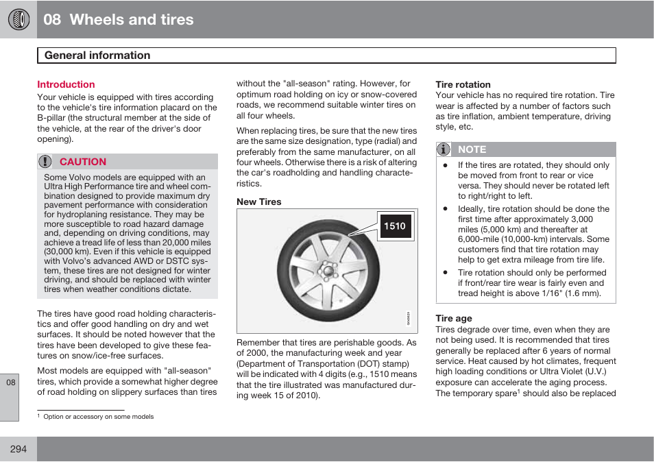 08 wheels and tires | Volvo 2013 XC70 User Manual | Page 296 / 382