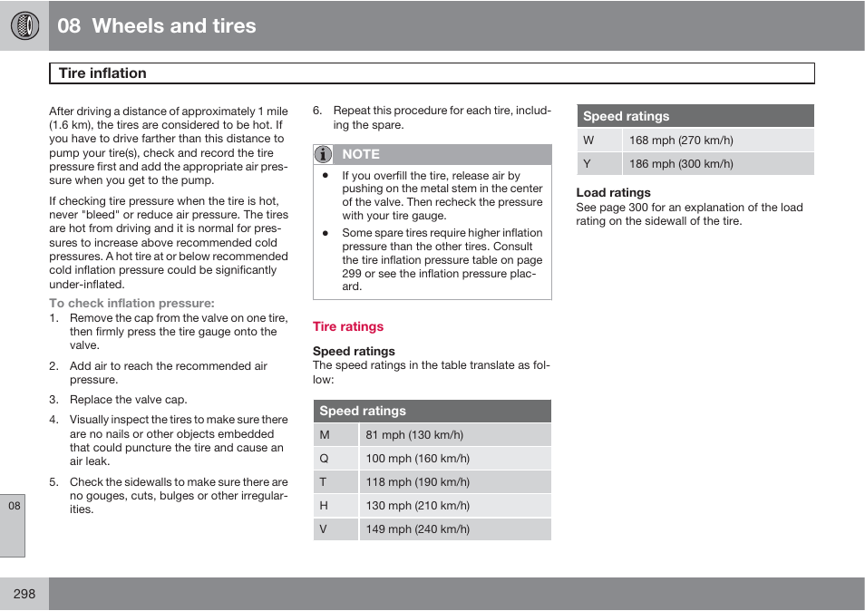 08 wheels and tires | Volvo 2013 XC70 User Manual | Page 300 / 382