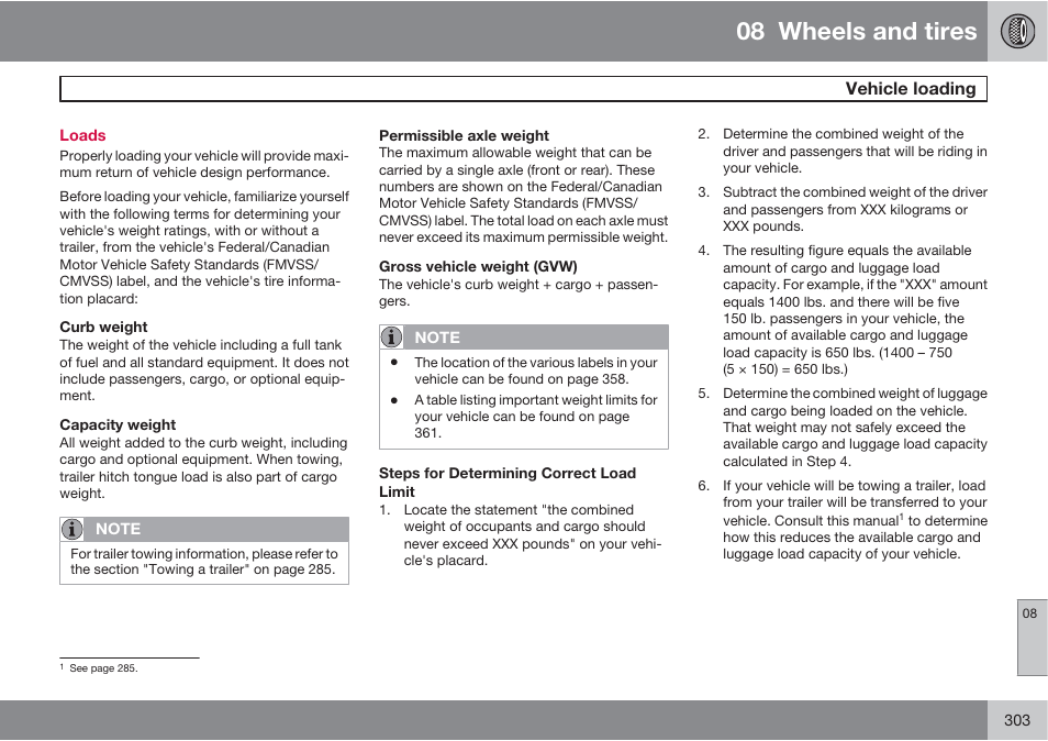 08 wheels and tires | Volvo 2013 XC70 User Manual | Page 305 / 382