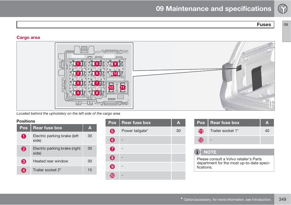 09 maintenance and specifications | Volvo 2013 XC70 User Manual | Page 351 / 382