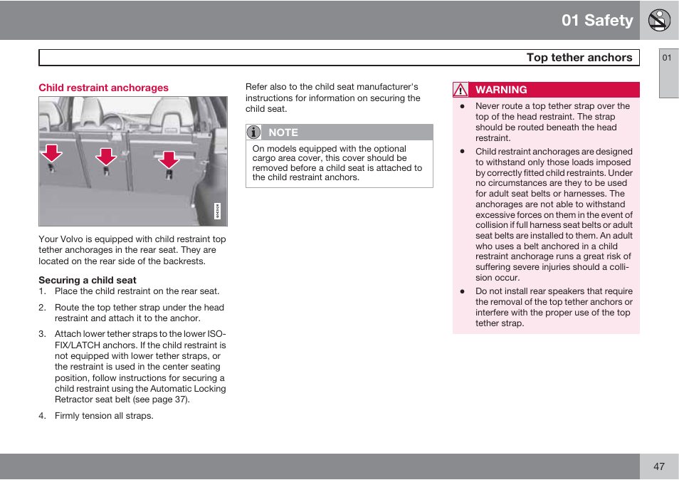 01 safety | Volvo 2013 XC70 User Manual | Page 49 / 382