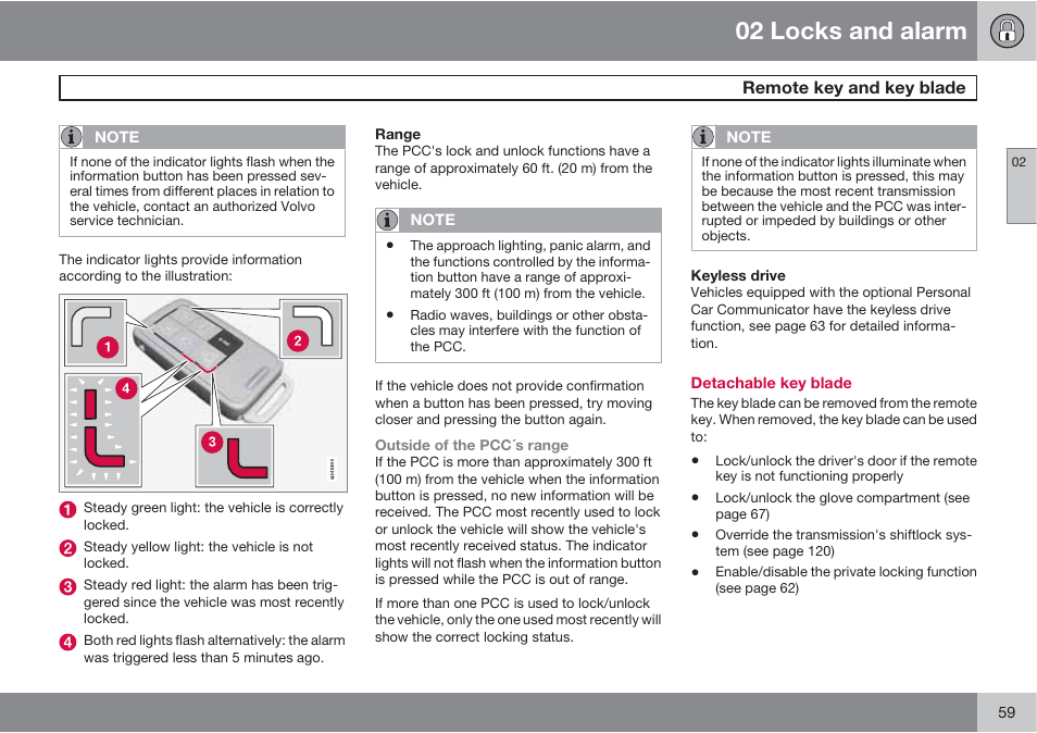 02 locks and alarm | Volvo 2013 XC70 User Manual | Page 61 / 382