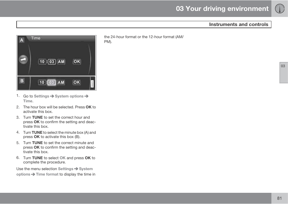 03 your driving environment | Volvo 2013 XC70 User Manual | Page 83 / 382
