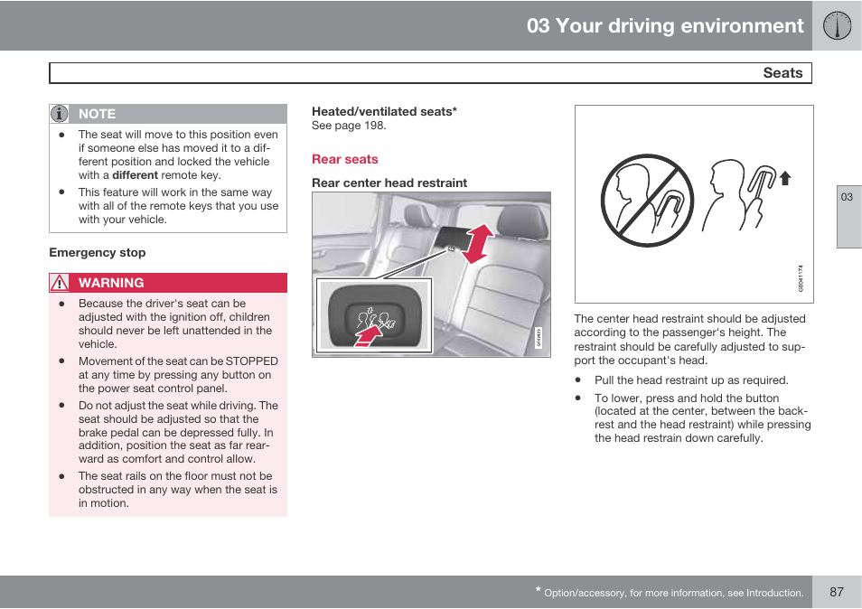 03 your driving environment | Volvo 2013 XC70 User Manual | Page 89 / 382