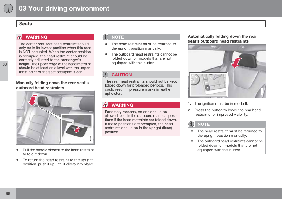 03 your driving environment | Volvo 2013 XC70 User Manual | Page 90 / 382