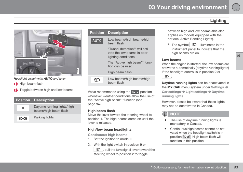 03 your driving environment | Volvo 2013 XC70 User Manual | Page 95 / 382