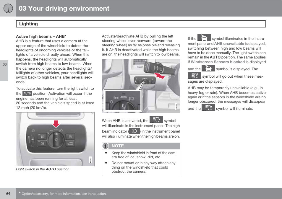 03 your driving environment | Volvo 2013 XC70 User Manual | Page 96 / 382