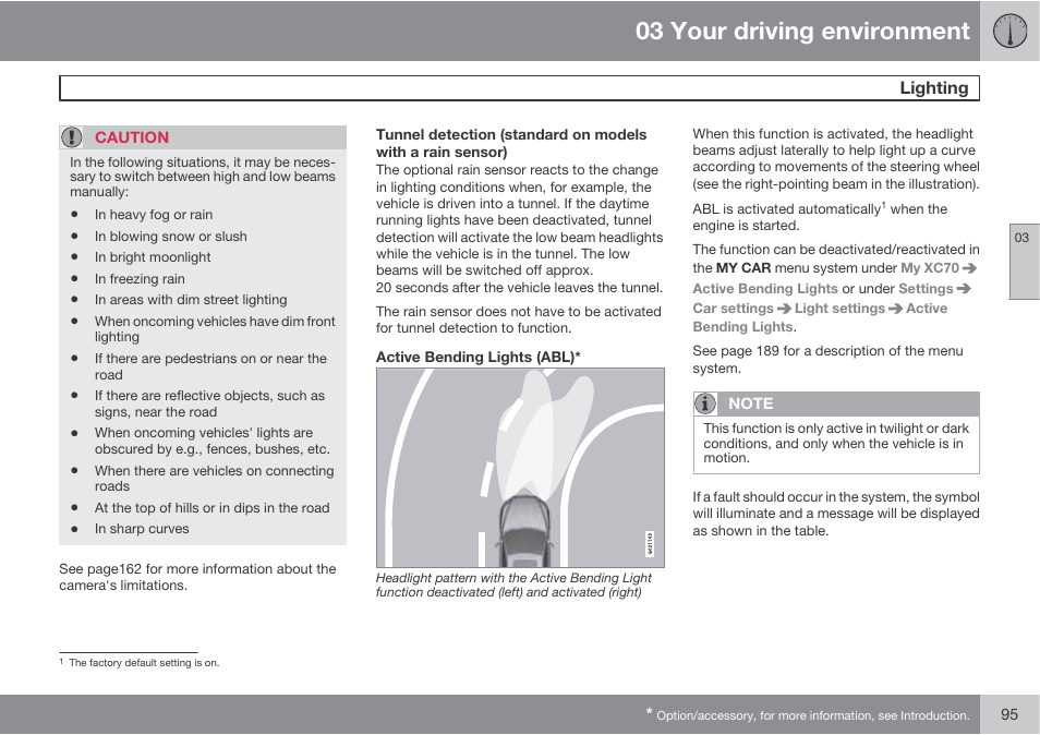 03 your driving environment | Volvo 2013 XC70 User Manual | Page 97 / 382