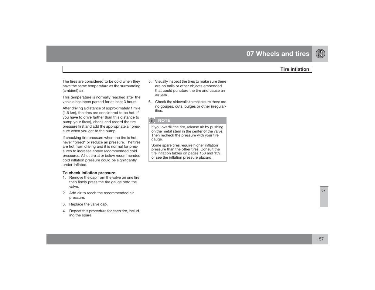 07 wheels and tires | Volvo 2009 S60 User Manual | Page 157 / 254