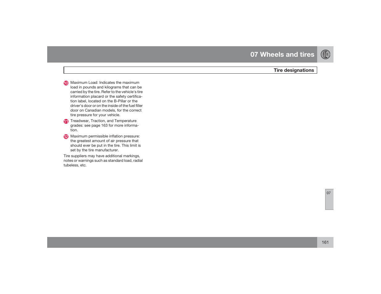 07 wheels and tires | Volvo 2009 S60 User Manual | Page 161 / 254