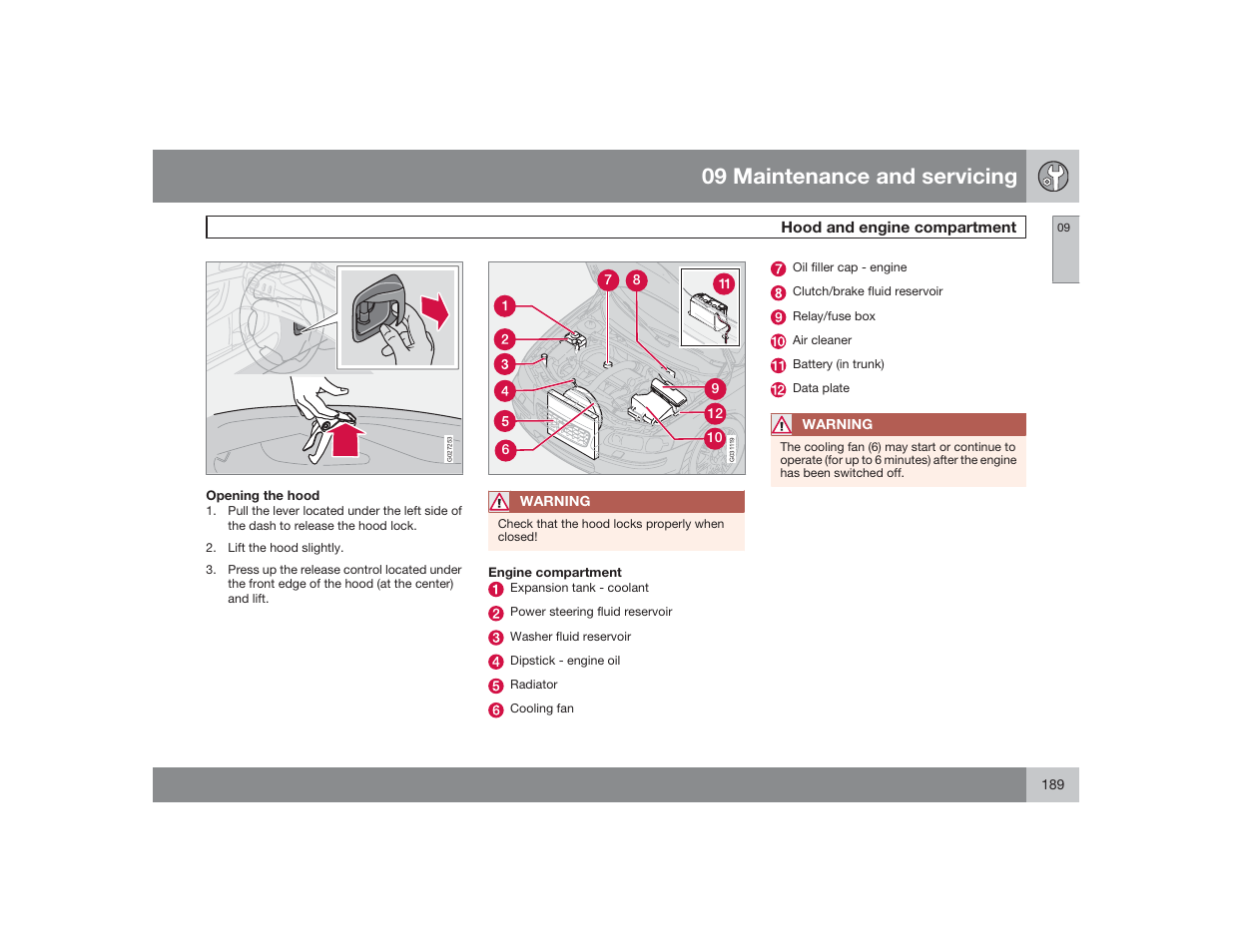 09 maintenance and servicing | Volvo 2009 S60 User Manual | Page 189 / 254