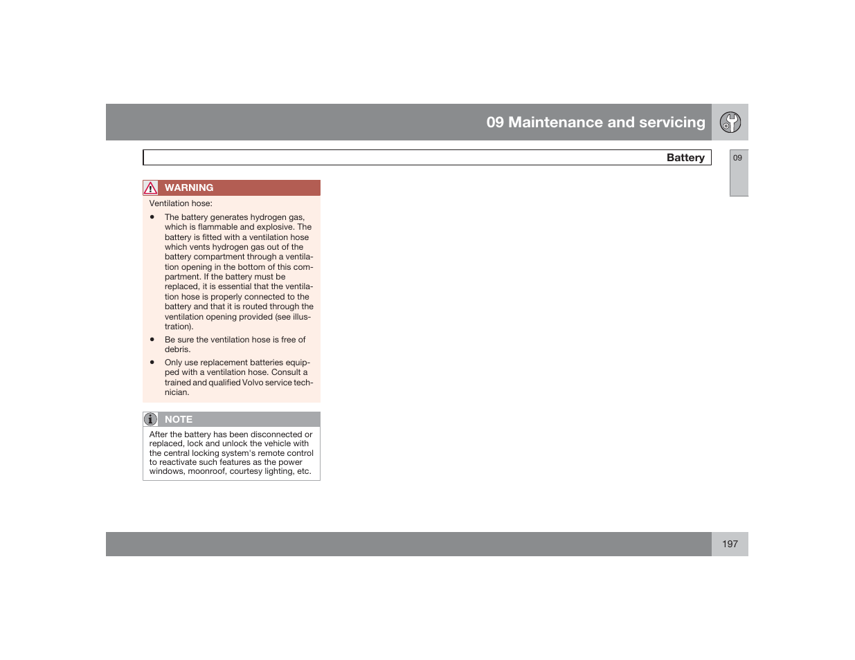 09 maintenance and servicing | Volvo 2009 S60 User Manual | Page 197 / 254