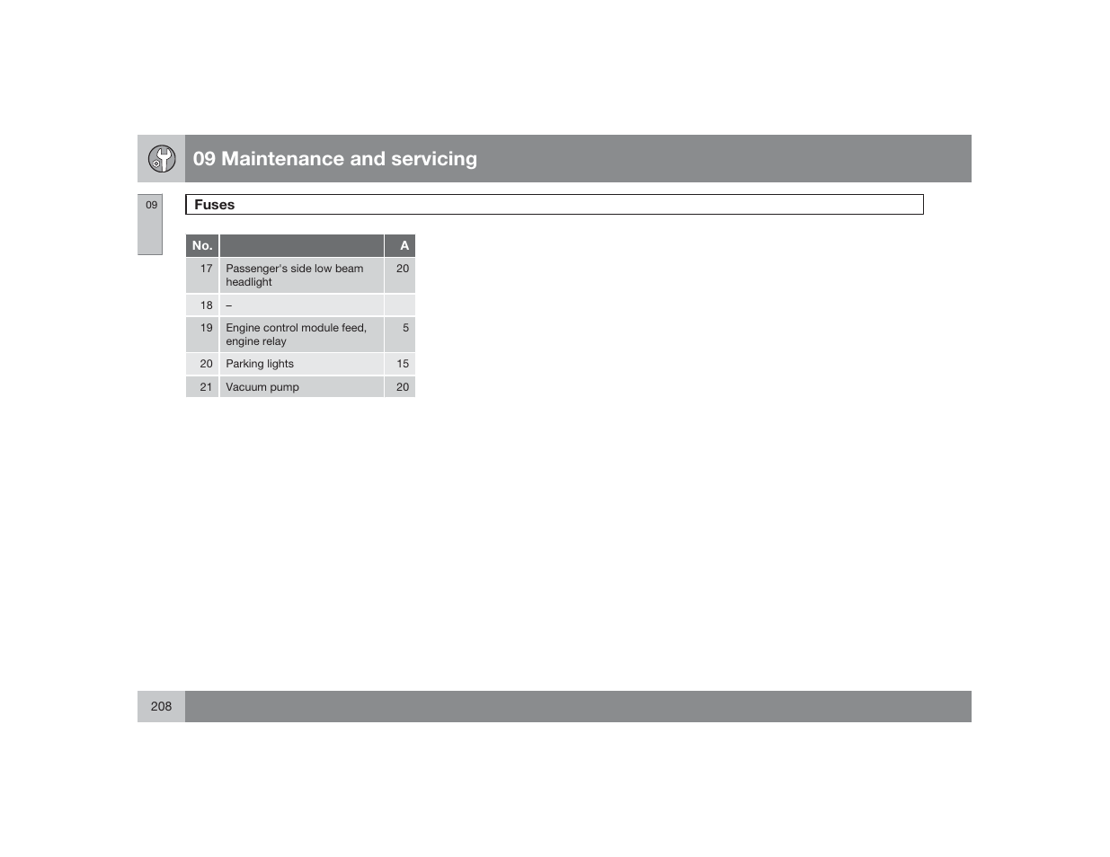 09 maintenance and servicing | Volvo 2009 S60 User Manual | Page 208 / 254