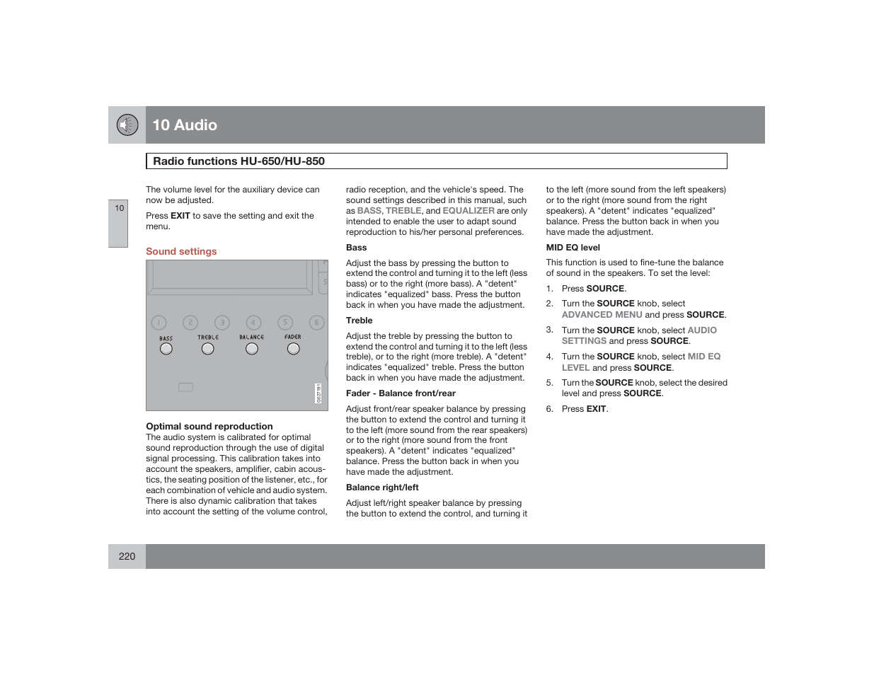 10 audio | Volvo 2009 S60 User Manual | Page 220 / 254