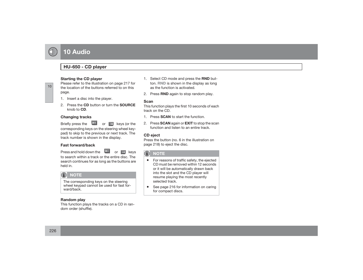 10 audio | Volvo 2009 S60 User Manual | Page 226 / 254