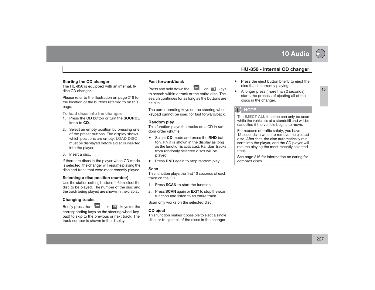 10 audio | Volvo 2009 S60 User Manual | Page 227 / 254