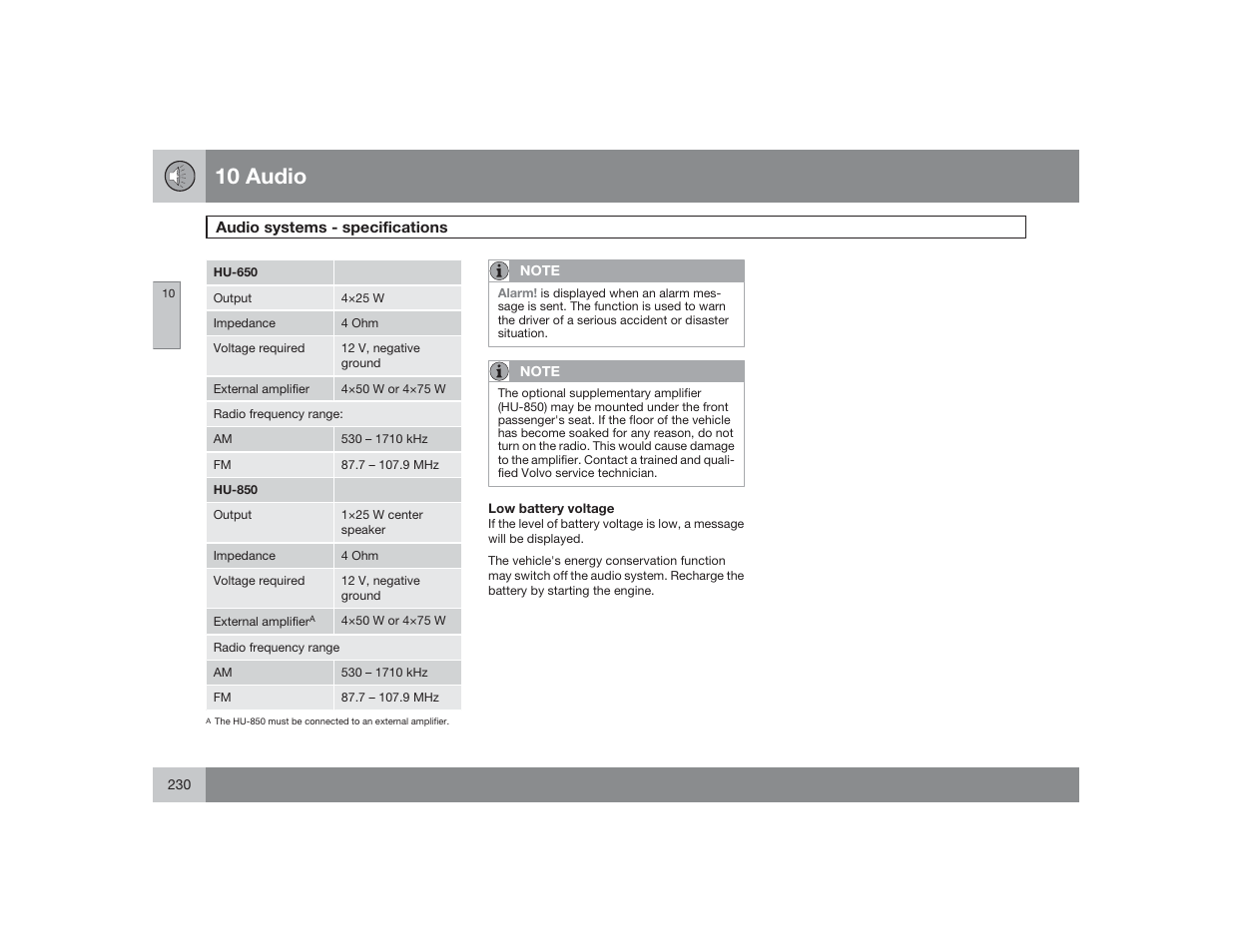 10 audio | Volvo 2009 S60 User Manual | Page 230 / 254