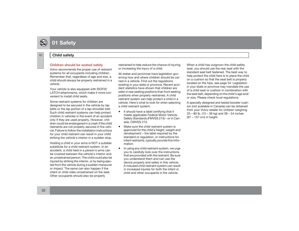 01 safety | Volvo 2009 S60 User Manual | Page 32 / 254