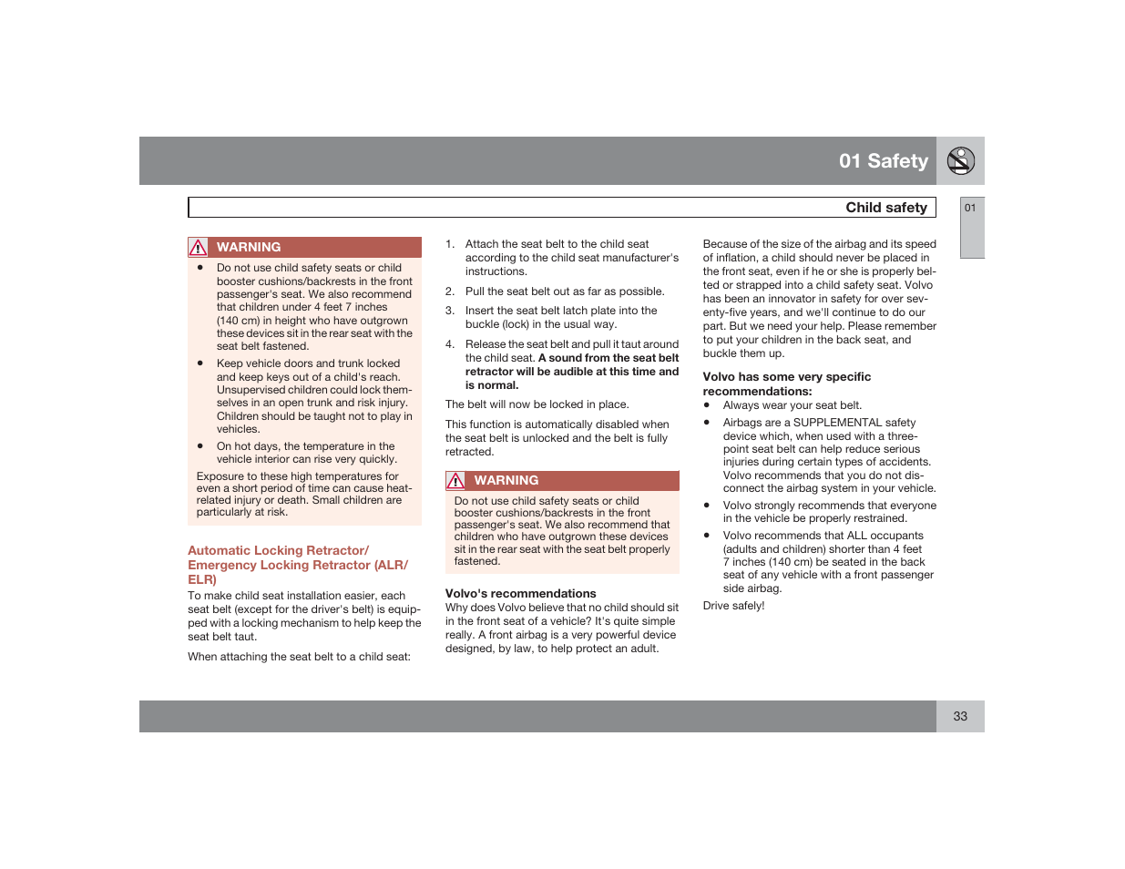 01 safety | Volvo 2009 S60 User Manual | Page 33 / 254