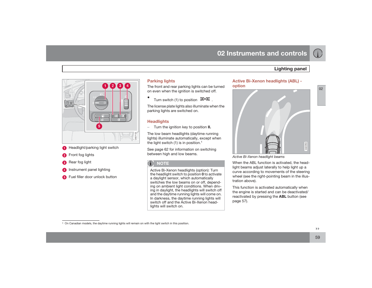 02 instruments and controls | Volvo 2009 S60 User Manual | Page 59 / 254