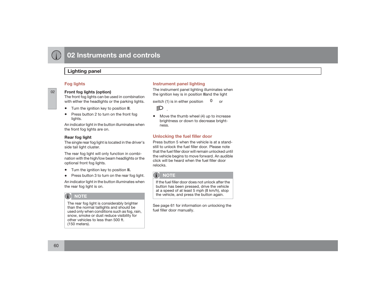 02 instruments and controls | Volvo 2009 S60 User Manual | Page 60 / 254