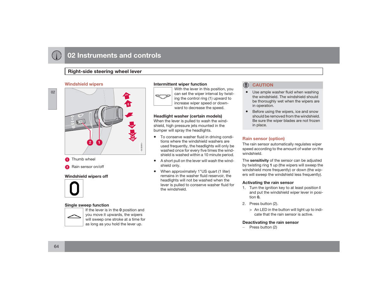 02 instruments and controls | Volvo 2009 S60 User Manual | Page 64 / 254