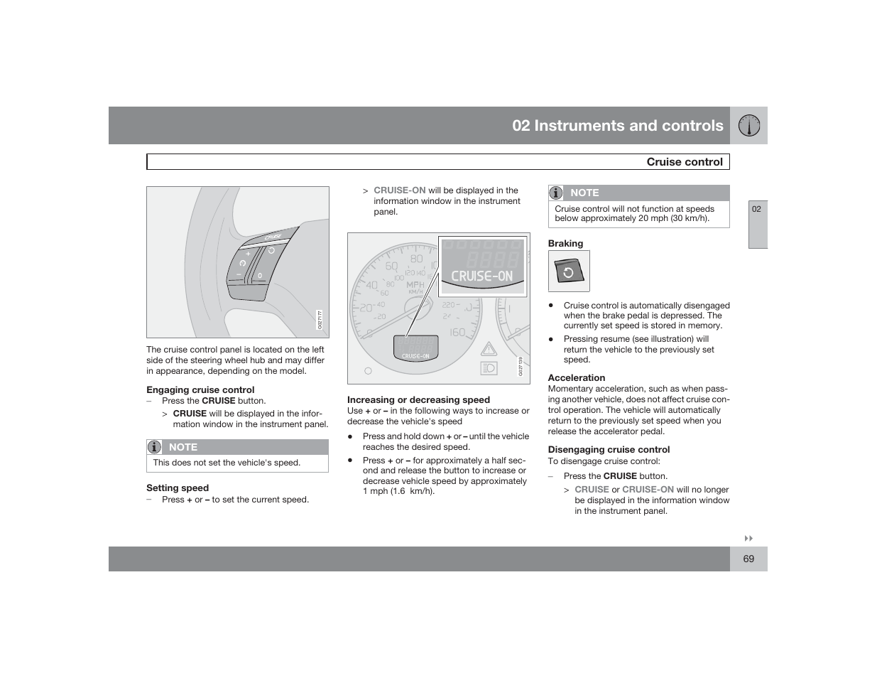 02 instruments and controls | Volvo 2009 S60 User Manual | Page 69 / 254