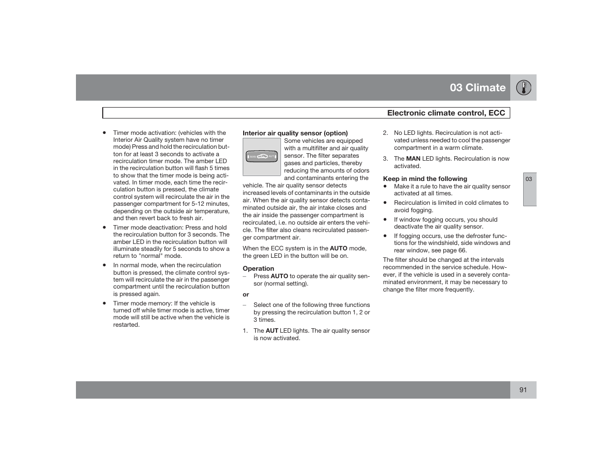 03 climate | Volvo 2009 S60 User Manual | Page 91 / 254