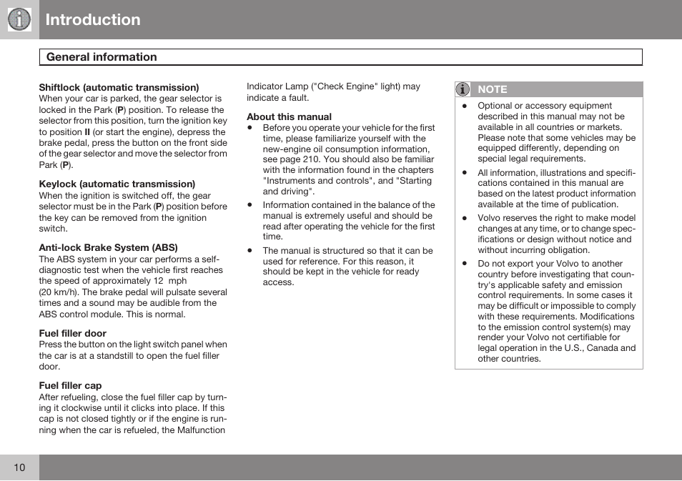 Introduction, General information | Volvo 2009 C70 User Manual | Page 10 / 278