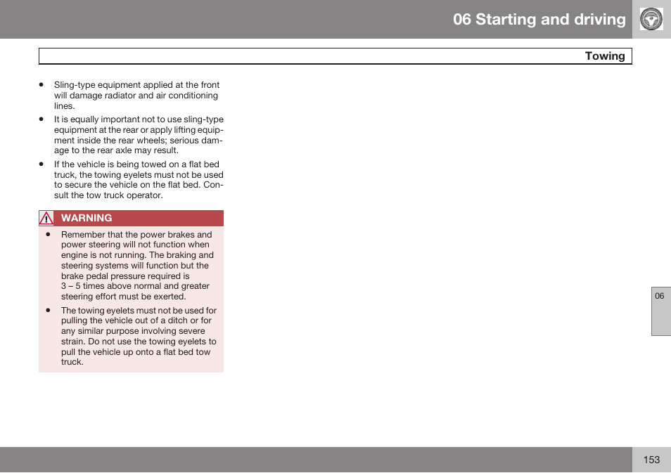 06 starting and driving | Volvo 2009 C70 User Manual | Page 153 / 278