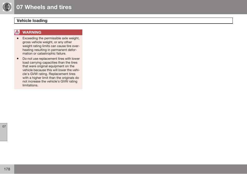 07 wheels and tires | Volvo 2009 C70 User Manual | Page 178 / 278