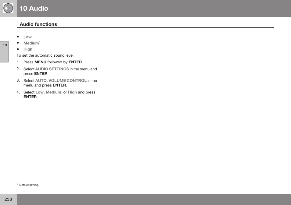 10 audio | Volvo 2009 C70 User Manual | Page 238 / 278