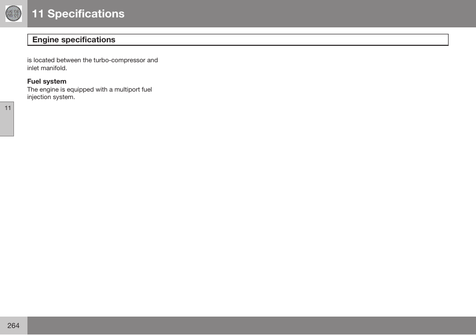 11 specifications | Volvo 2009 C70 User Manual | Page 264 / 278