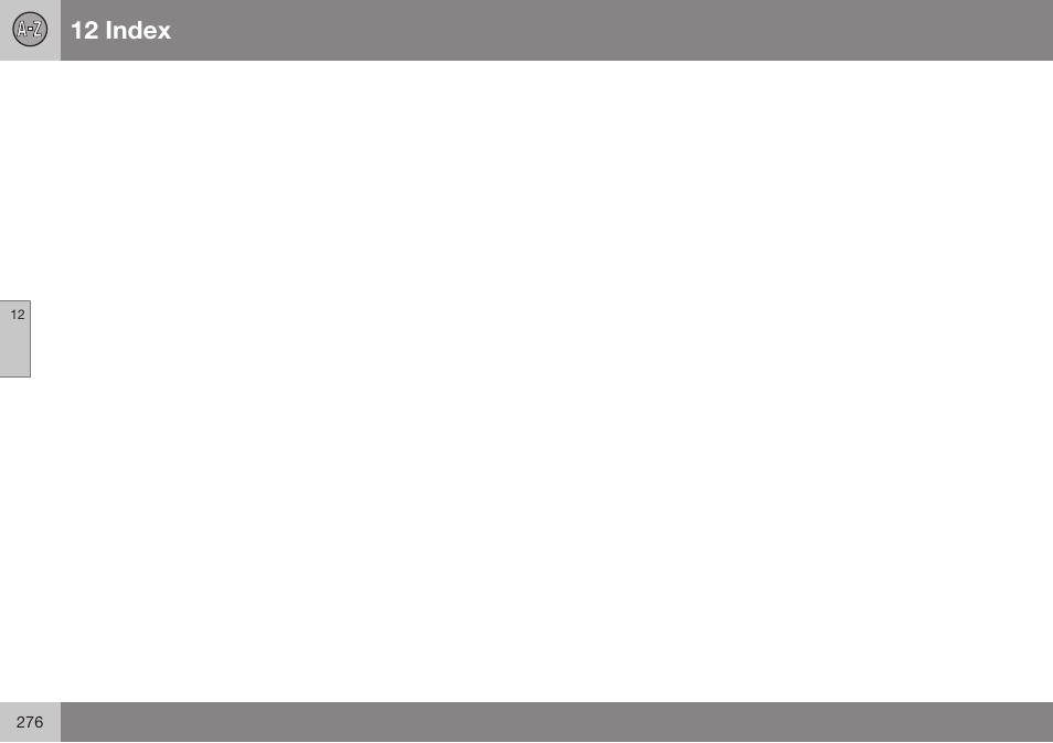 12 index | Volvo 2009 C70 User Manual | Page 276 / 278
