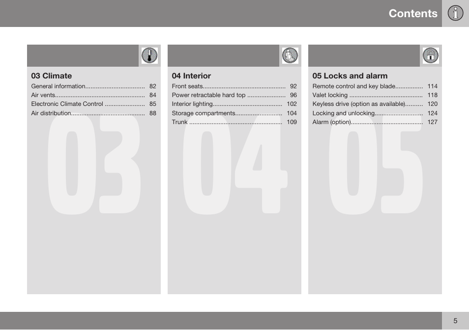 Volvo 2009 C70 User Manual | Page 5 / 278