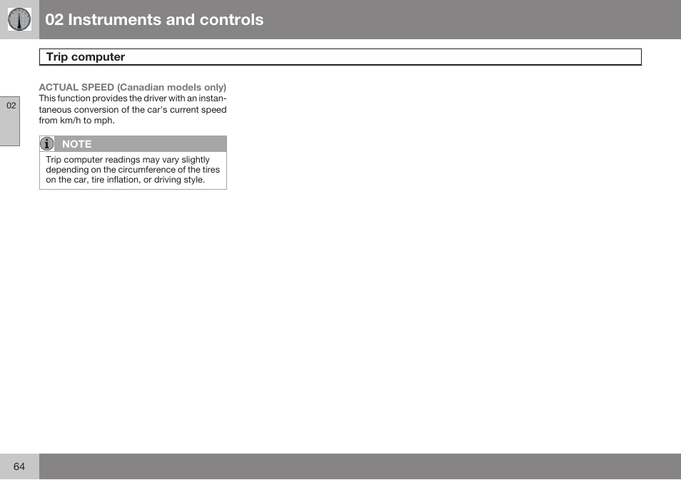 02 instruments and controls | Volvo 2009 C70 User Manual | Page 64 / 278